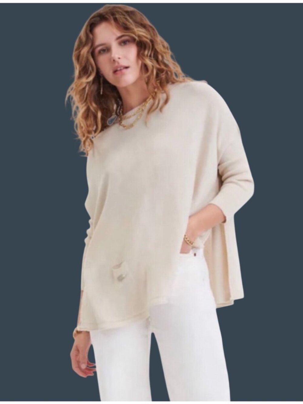 Mersea Womens Catalina Crewneck Traveler Pullover Sweater Sand OS Lightweight